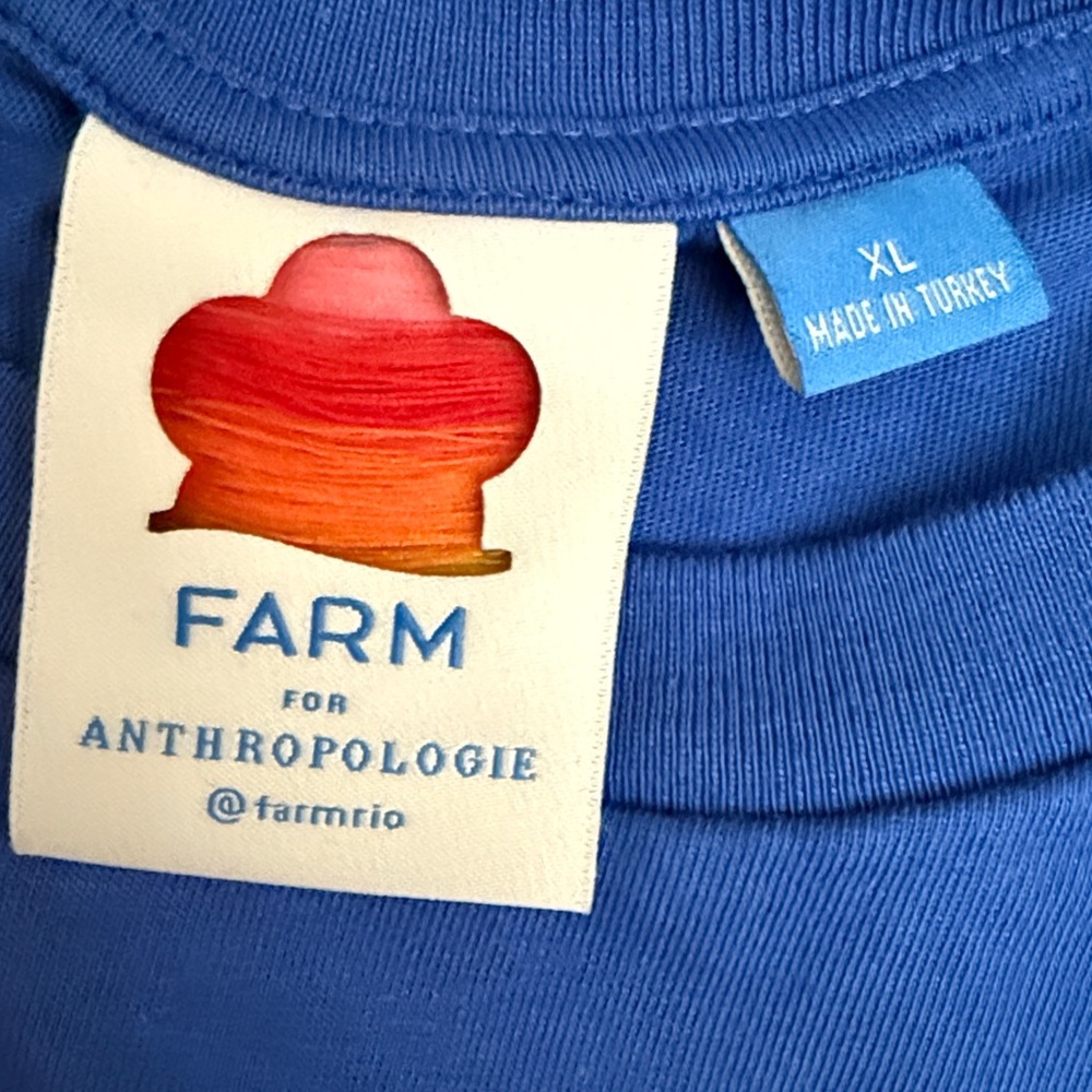 FARM Rio Anthropologie Blue Pink Brazil Graphic Muscle Tank - Picture 3 of 8
